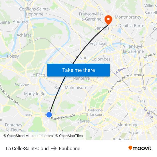 La Celle-Saint-Cloud to Eaubonne map