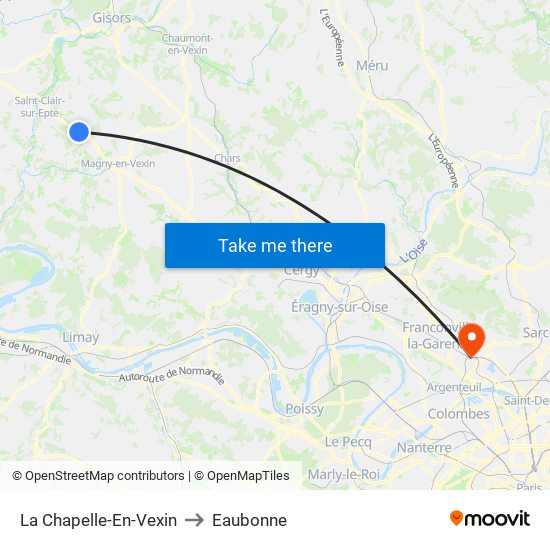 La Chapelle-En-Vexin to Eaubonne map