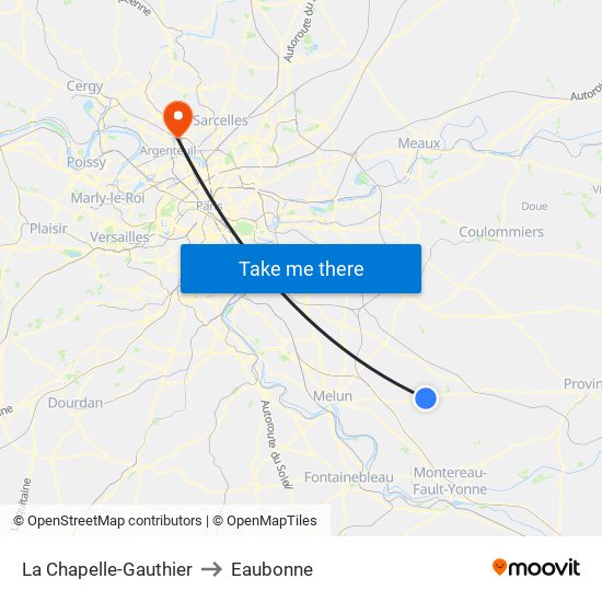 La Chapelle-Gauthier to Eaubonne map