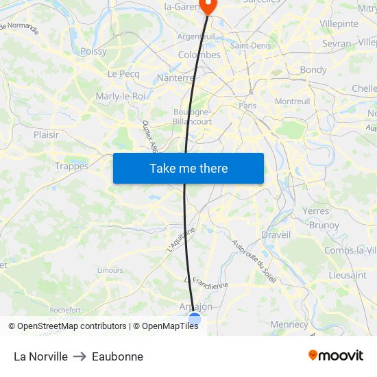 La Norville to Eaubonne map
