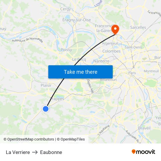 La Verriere to Eaubonne map