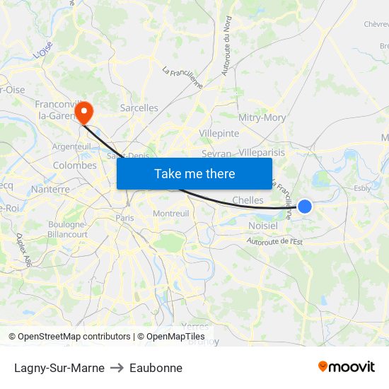 Lagny-Sur-Marne to Eaubonne map