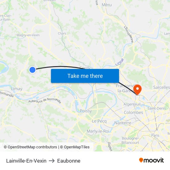 Lainville-En-Vexin to Eaubonne map