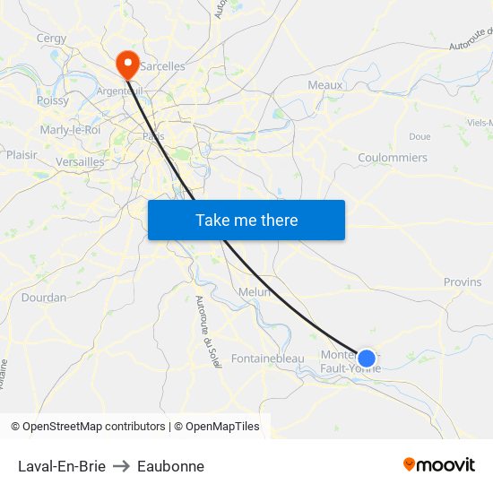 Laval-En-Brie to Eaubonne map