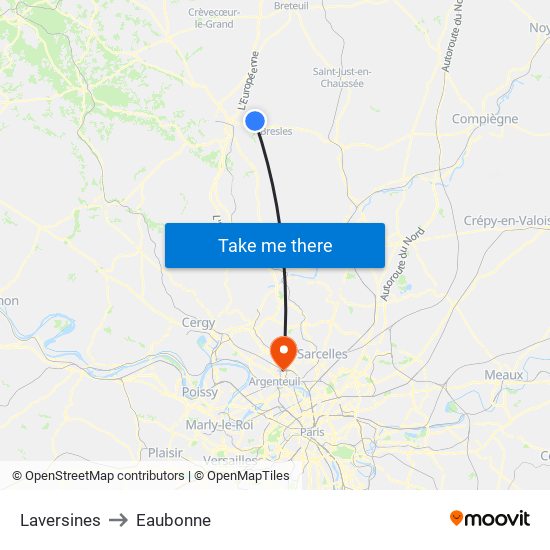 Laversines to Eaubonne map