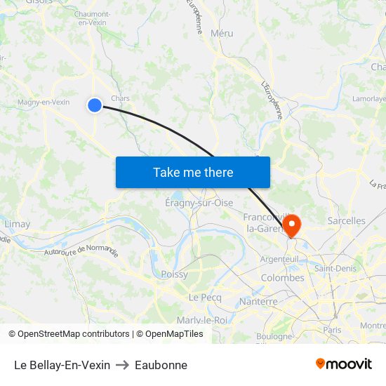 Le Bellay-En-Vexin to Eaubonne map