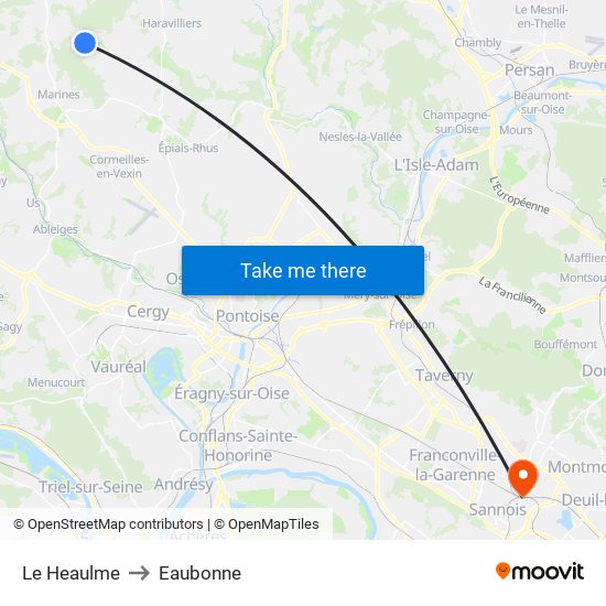 Le Heaulme to Eaubonne map