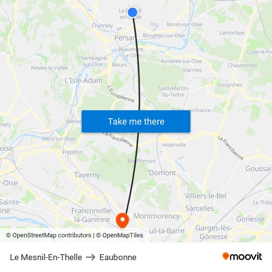 Le Mesnil-En-Thelle to Eaubonne map