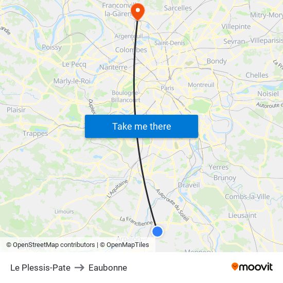 Le Plessis-Pate to Eaubonne map