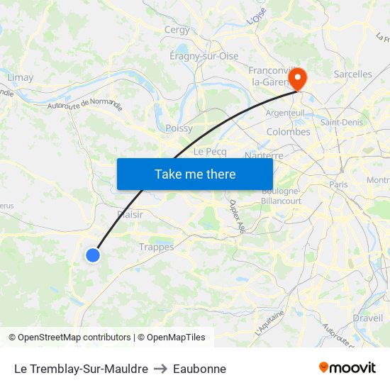 Le Tremblay-Sur-Mauldre to Eaubonne map