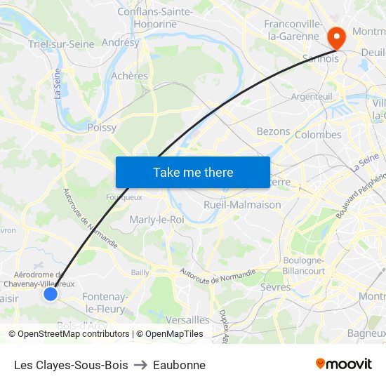 Les Clayes-Sous-Bois to Eaubonne map