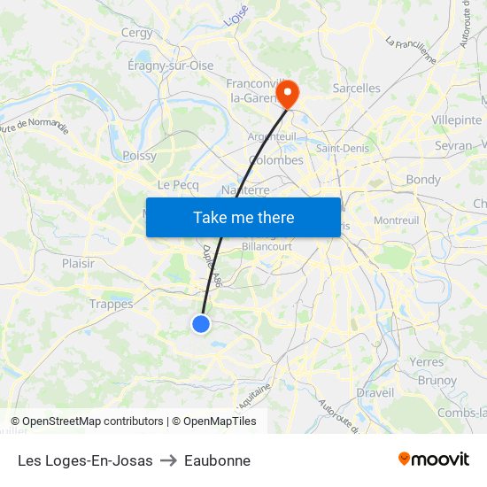 Les Loges-En-Josas to Eaubonne map