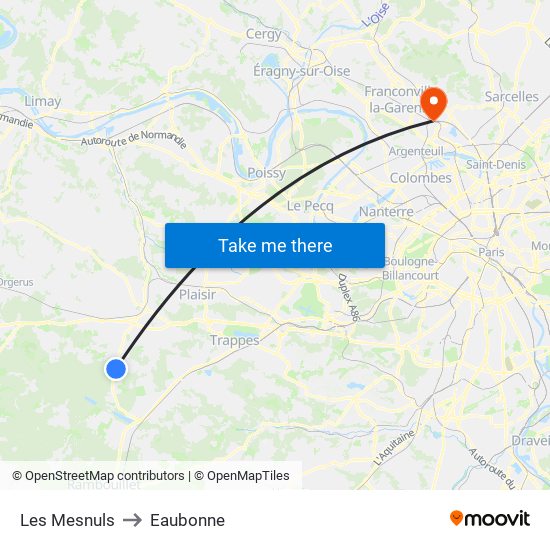 Les Mesnuls to Eaubonne map