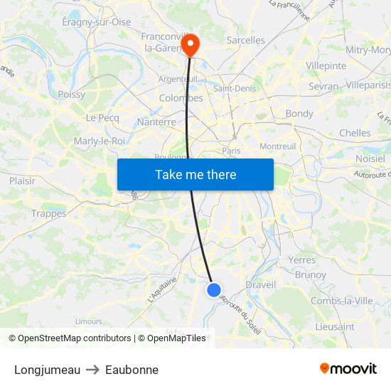 Longjumeau to Eaubonne map