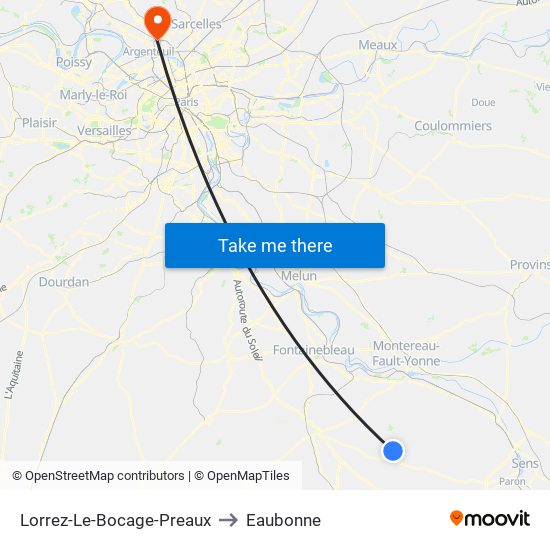 Lorrez-Le-Bocage-Preaux to Eaubonne map