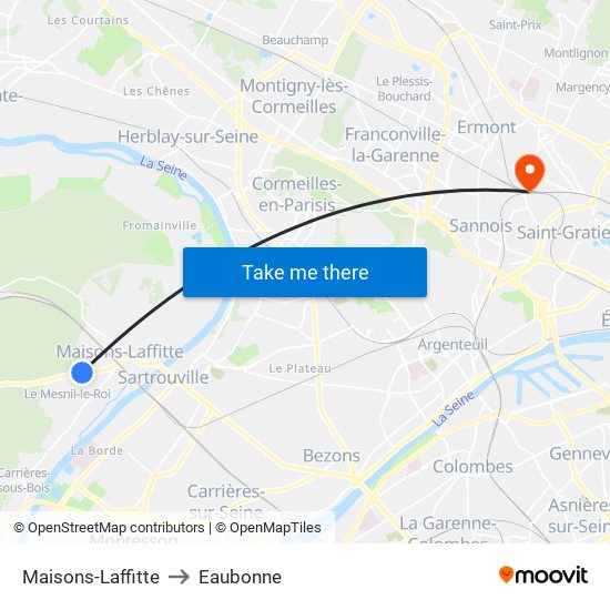 Maisons-Laffitte to Eaubonne map