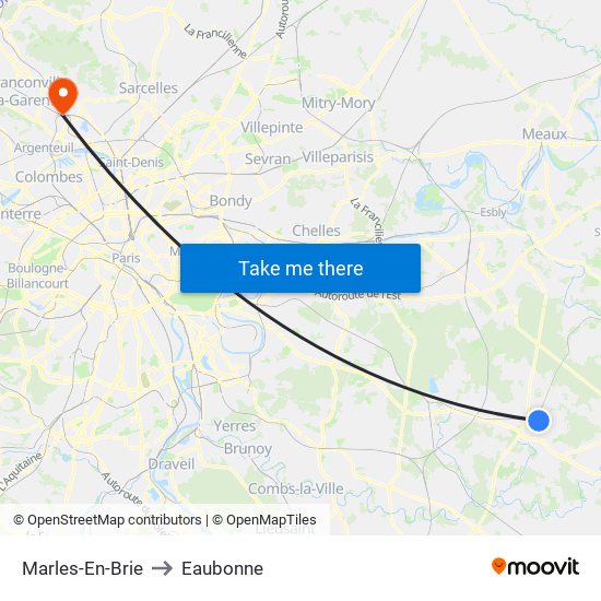 Marles-En-Brie to Eaubonne map