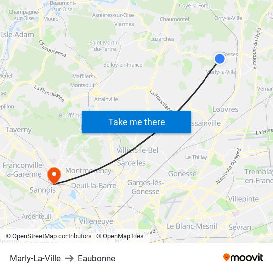 Marly-La-Ville to Eaubonne map