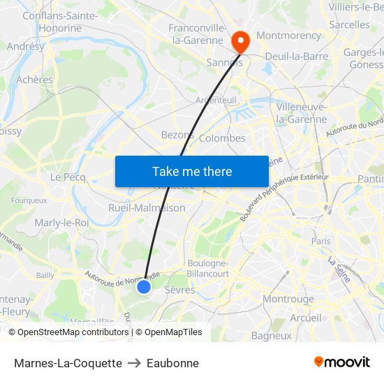 Marnes-La-Coquette to Eaubonne map