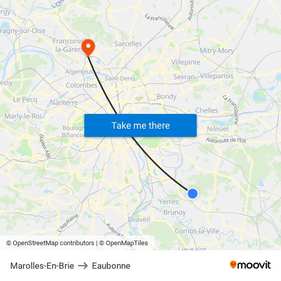 Marolles-En-Brie to Eaubonne map