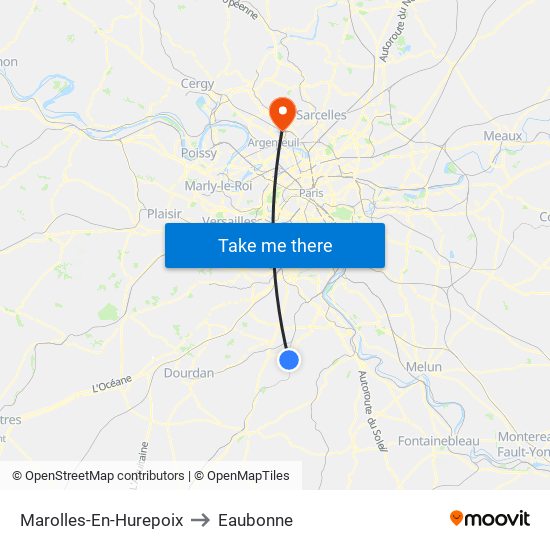 Marolles-En-Hurepoix to Eaubonne map