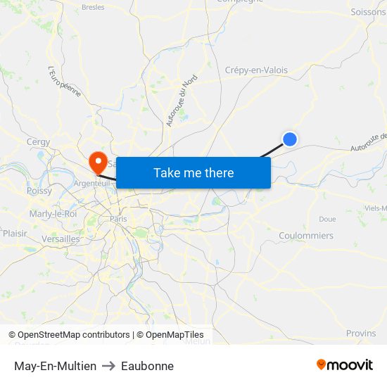 May-En-Multien to Eaubonne map