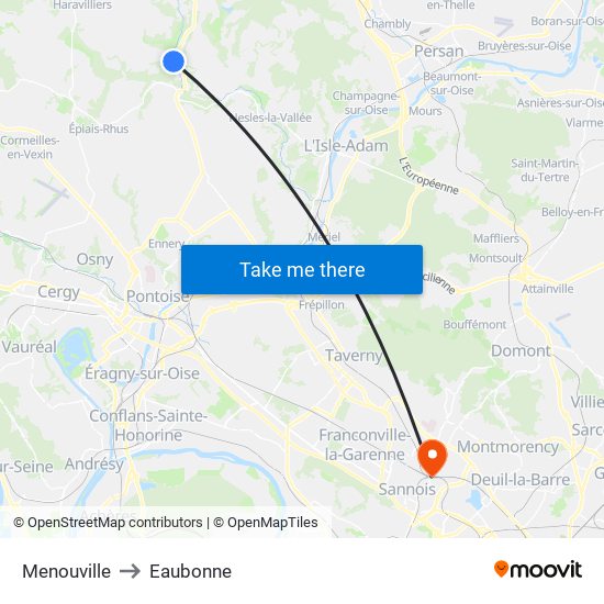 Menouville to Eaubonne map