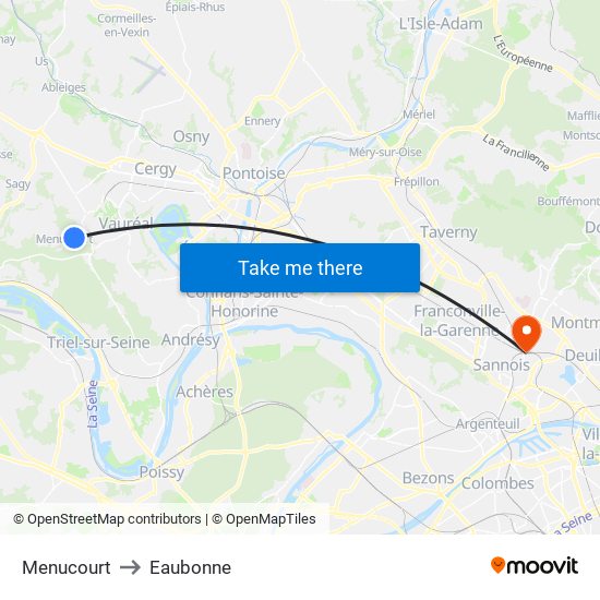Menucourt to Eaubonne map