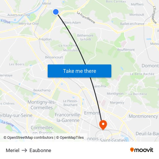 Meriel to Eaubonne map