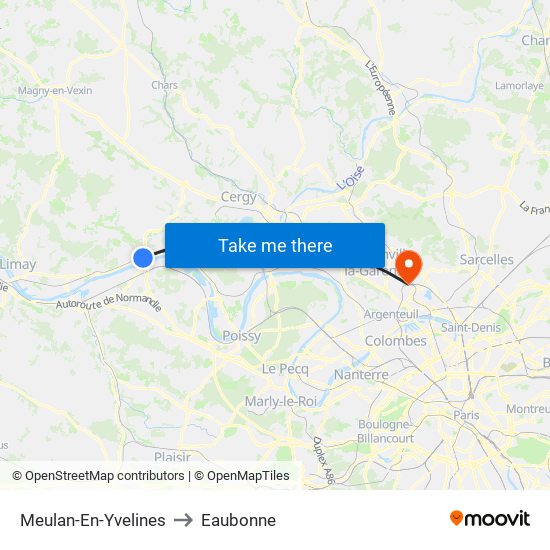 Meulan-En-Yvelines to Eaubonne map
