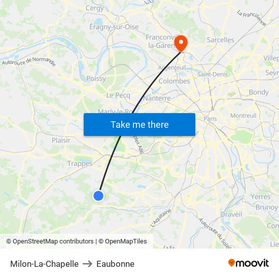 Milon-La-Chapelle to Eaubonne map
