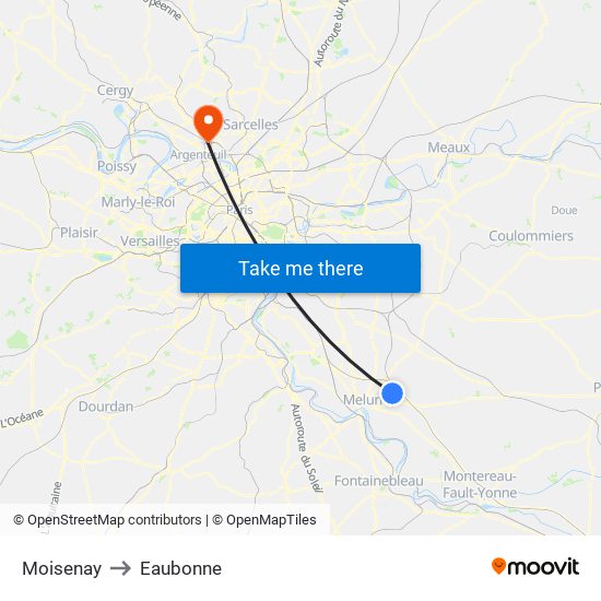 Moisenay to Eaubonne map