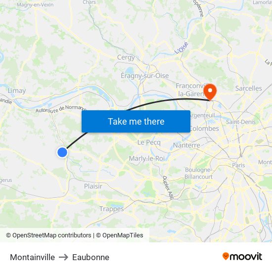 Montainville to Eaubonne map