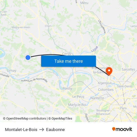 Montalet-Le-Bois to Eaubonne map
