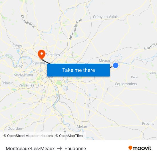 Montceaux-Les-Meaux to Eaubonne map