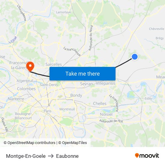 Montge-En-Goele to Eaubonne map