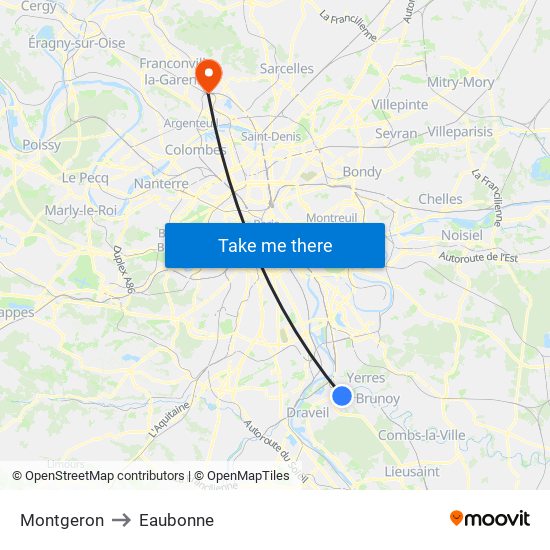 Montgeron to Eaubonne map