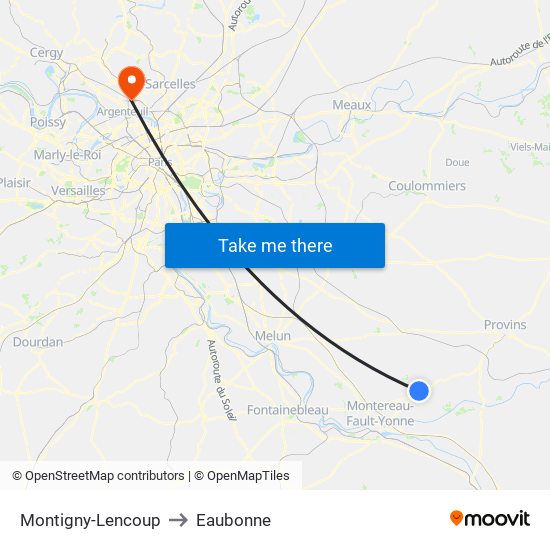 Montigny-Lencoup to Eaubonne map