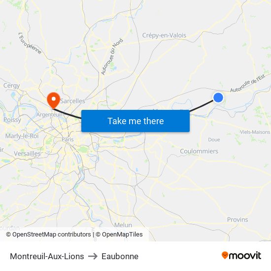 Montreuil-Aux-Lions to Eaubonne map