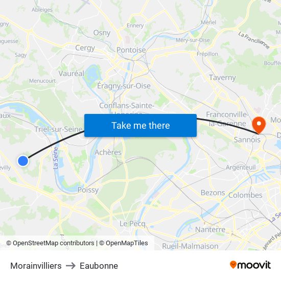 Morainvilliers to Eaubonne map
