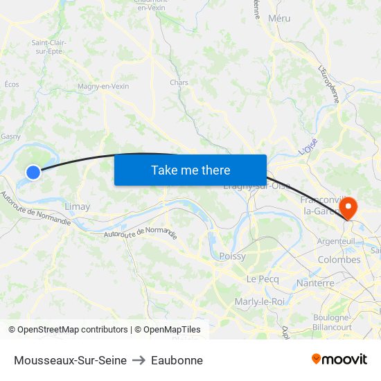 Mousseaux-Sur-Seine to Eaubonne map