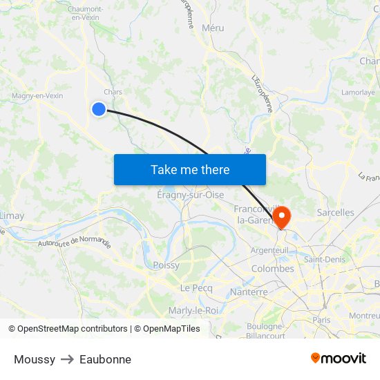 Moussy to Eaubonne map