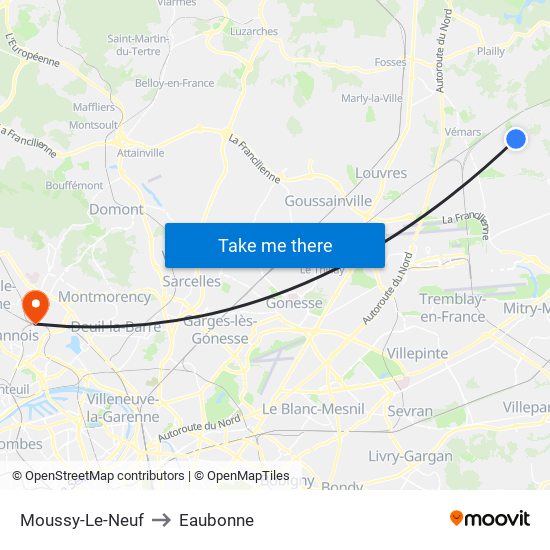 Moussy-Le-Neuf to Eaubonne map