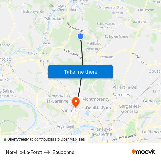 Nerville-La-Foret to Eaubonne map