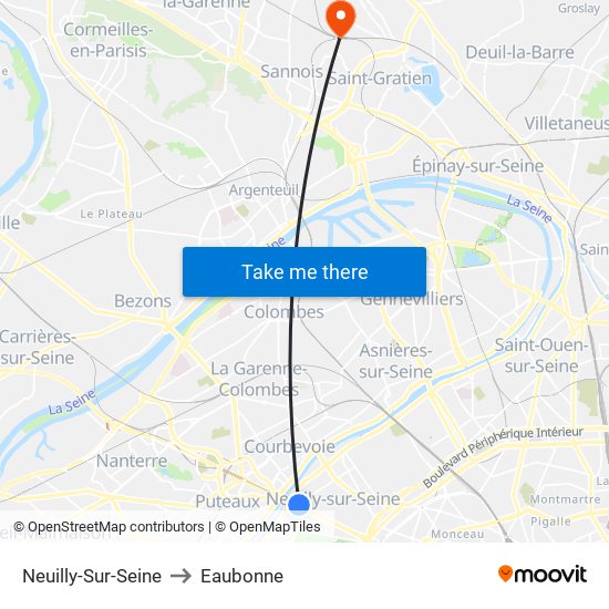 Neuilly-Sur-Seine to Eaubonne map