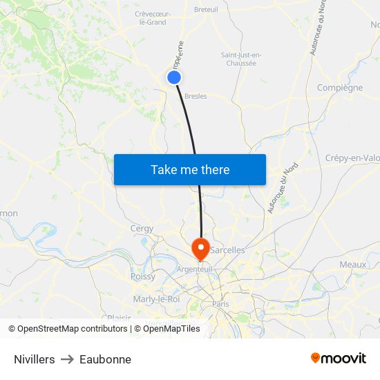 Nivillers to Eaubonne map