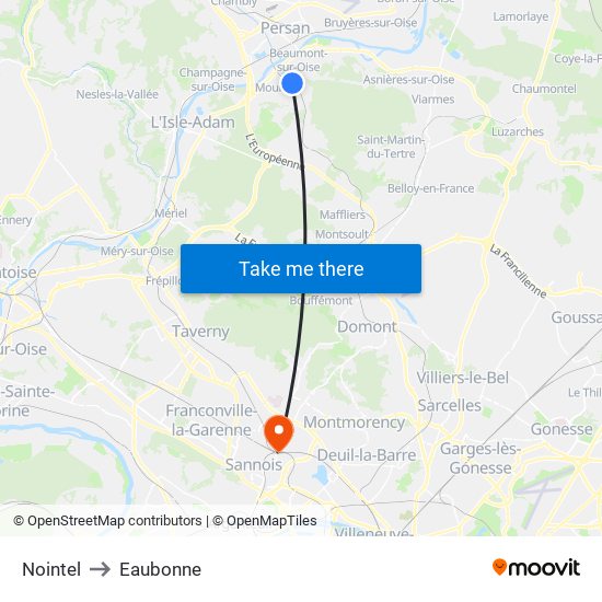 Nointel to Eaubonne map