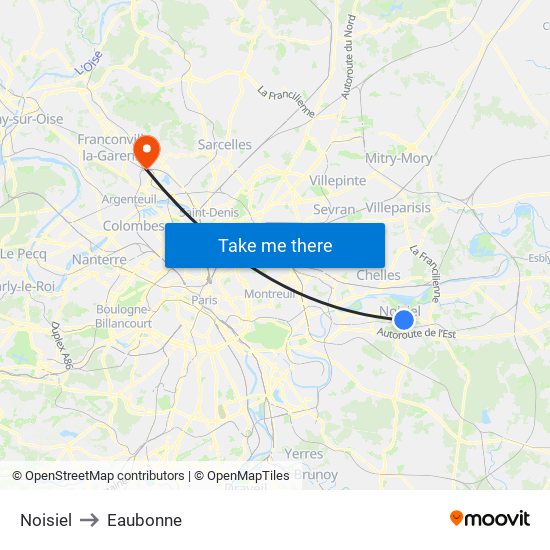 Noisiel to Eaubonne map