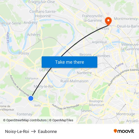 Noisy-Le-Roi to Eaubonne map