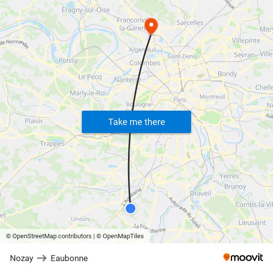 Nozay to Eaubonne map